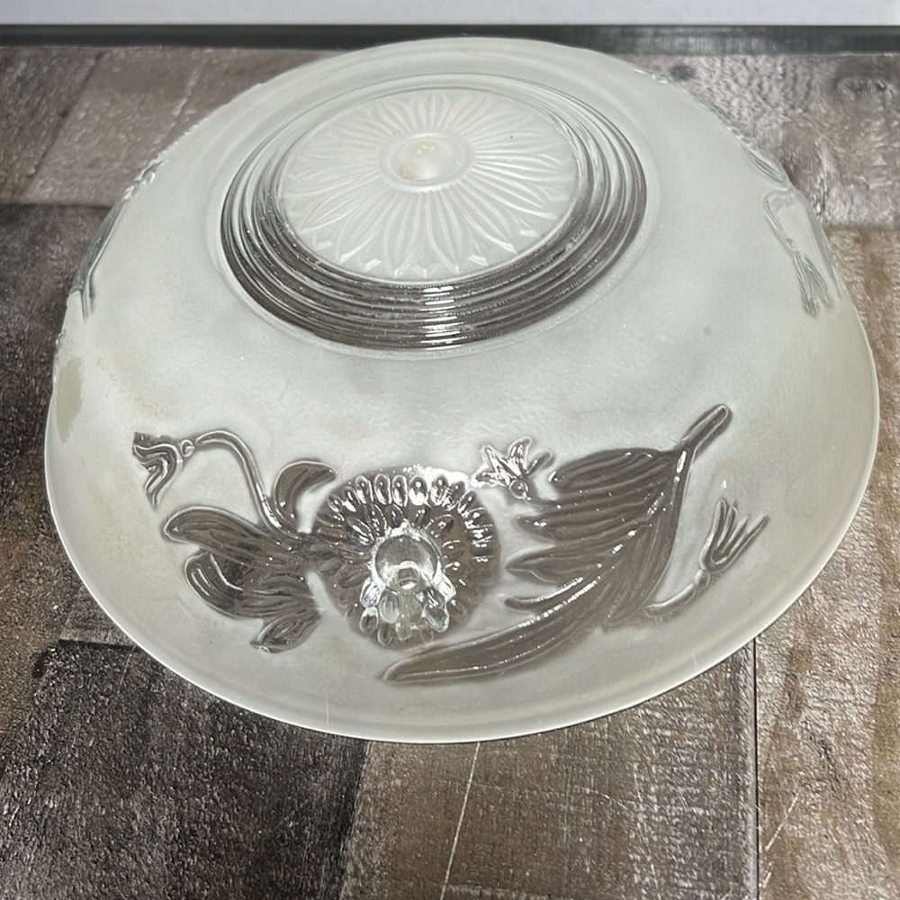 Vintage 1920s Art Deco White Frosted Glass 10" Chandelier Ceiling Light Fixture